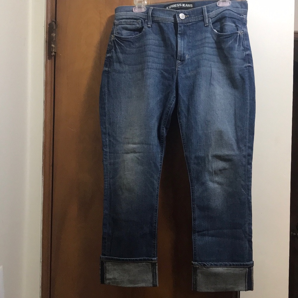 Express size 10 cropped skinny jeans mid rise